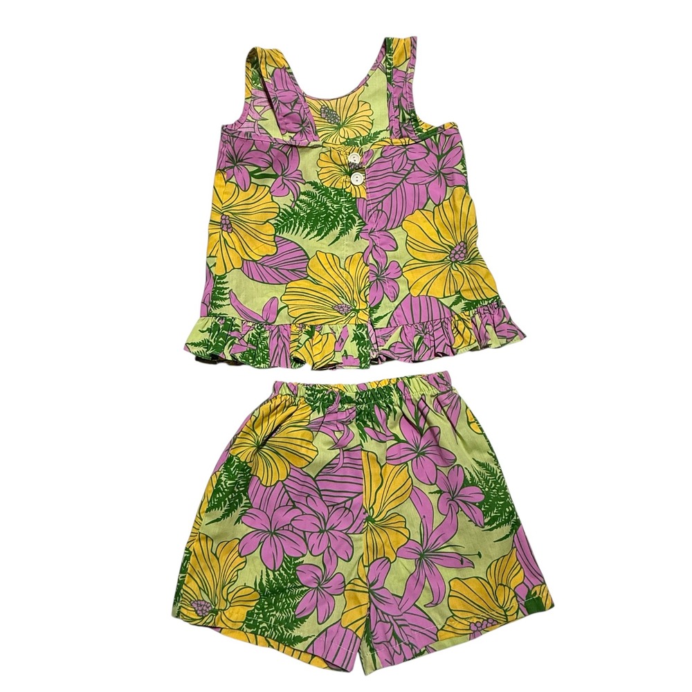 Vintage Paradise Style Hawaii Toddler 4T Floral Hawaiian Shorts Set Top Set - Picture 1 of 7